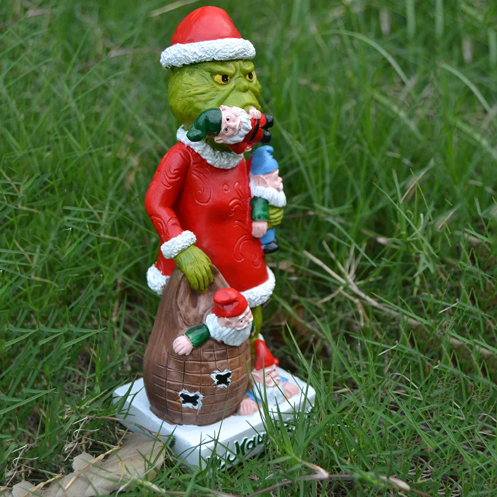 Fengzhi Factory Modern Christmas Green Monster Eater Decorative Resin Sculpture Creative Garden Ornament