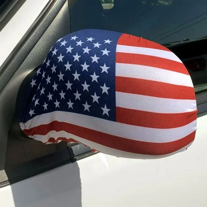 China Manufacturer Fast Delivery Spandex All Countries Flag Custom Logo Printed Car Mirror Covers For Car Side Mirrors