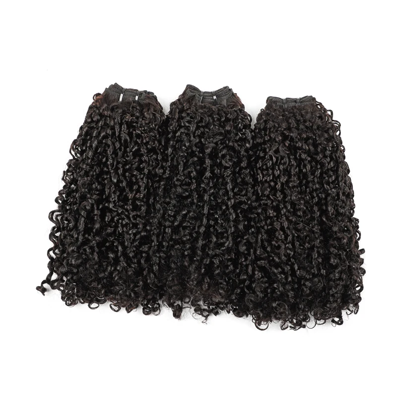 13A Healthy soft pixie curly  Hair Bundles  Raw Indian hair weaving virgin cuticle aligned human hair