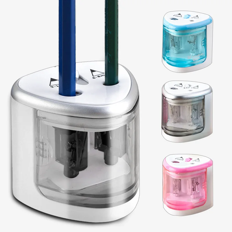 
sharpener pencil electric two holes with tank electronic pencil sharpener children automatic cute 