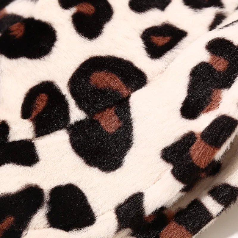 Wholesale Fashion Women Colorful Leopard Printed Pattern Design Winter Thick Furry Plush Fisherman Bucket Hat Caps