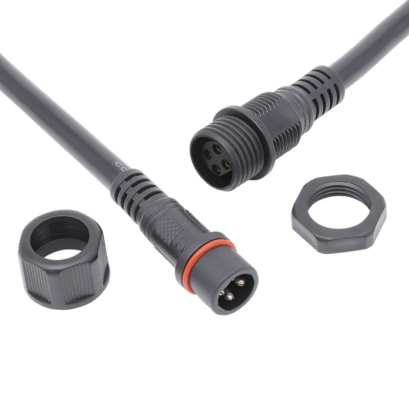 4PIN Waterproof Plastic Round PVC female panel Mounted M19 4Pin Led Connector IP65 Customized Terminal Wires Cable End