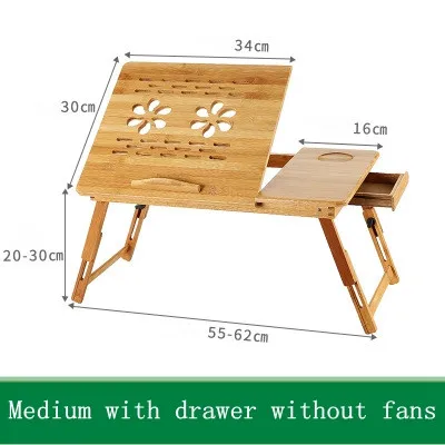 
Bamboo portable folding adjustable laptop table with usb cooling fans from China factory 