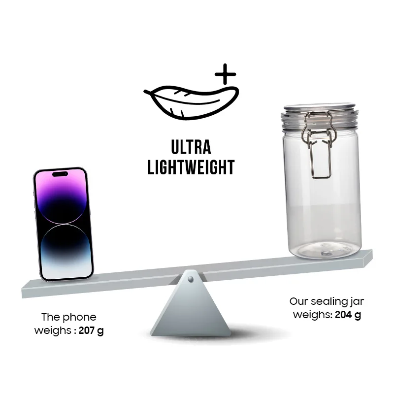 Unbreakable PET Food Container 100ml 200ml 450ml 1000ml 1500ml Airtight Food-grade PET Jar with Seal Wire Clamp Fastening