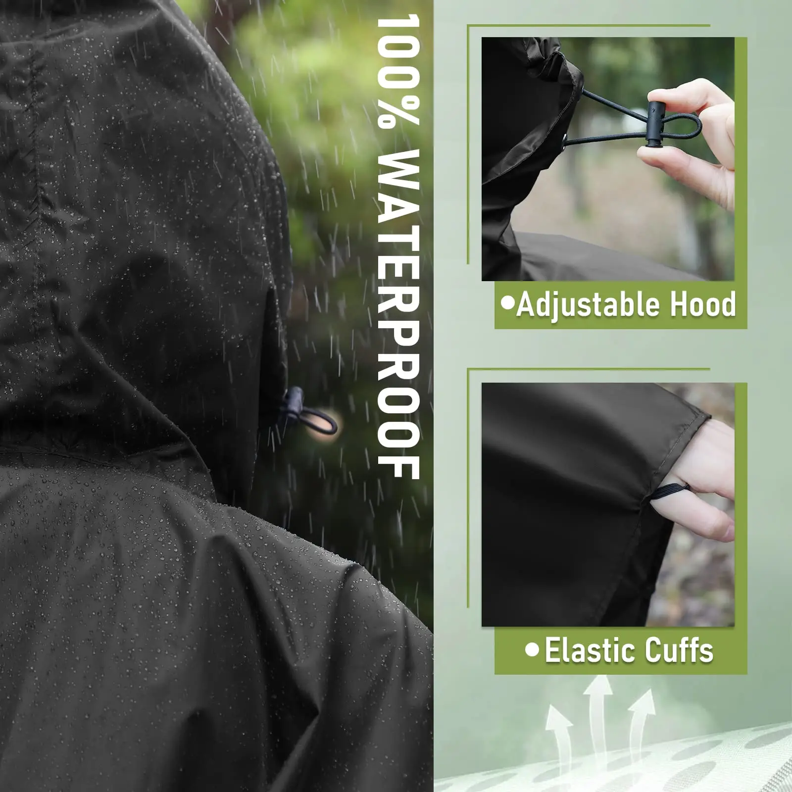 SaphiRose Unisex Rain Poncho Raincoat Hooded for Adults Women with Pockets