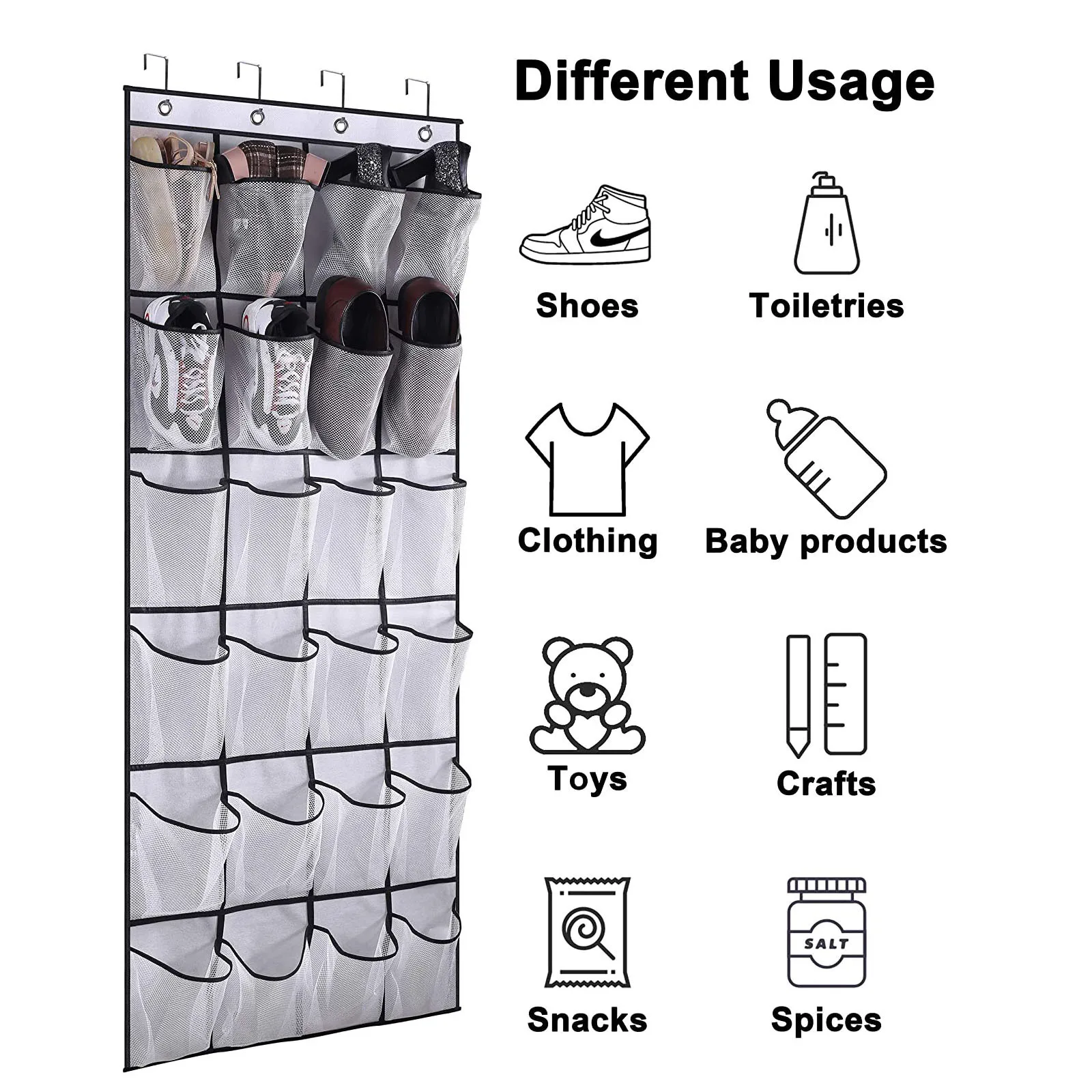 DS4274 Hanging Shoe Rack for Closet Door Storage Shoe Holder Hanger 24 Pockets over the door shoe organizer