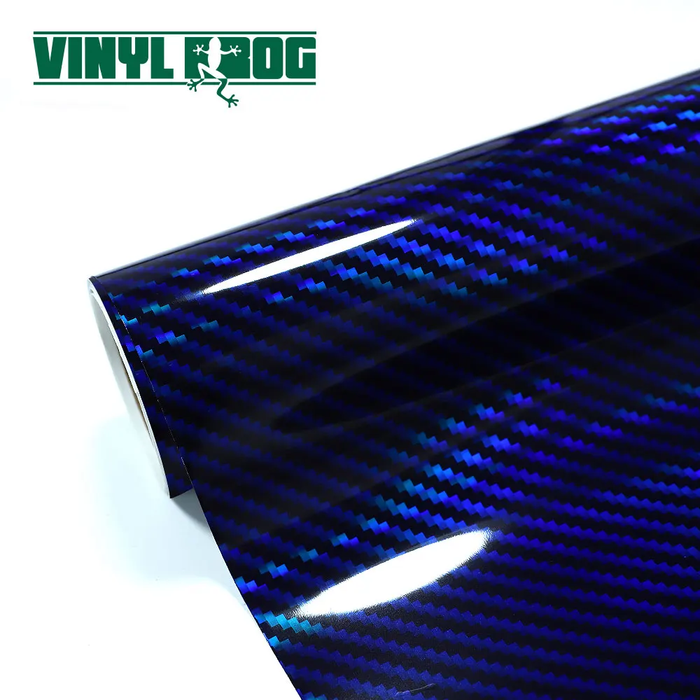 Wholesale Self Adhesive Permanent Holographic Carbon Fiber Blue Craft Sign Making Colored Cutting Vinyl