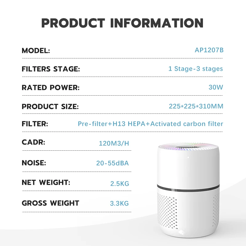 Wholesale Dust Odor Removal Pet Air Purifier Cleaner Smart Portable Desktop Uvc Small Home Air Purifier Hepa Filter For Office