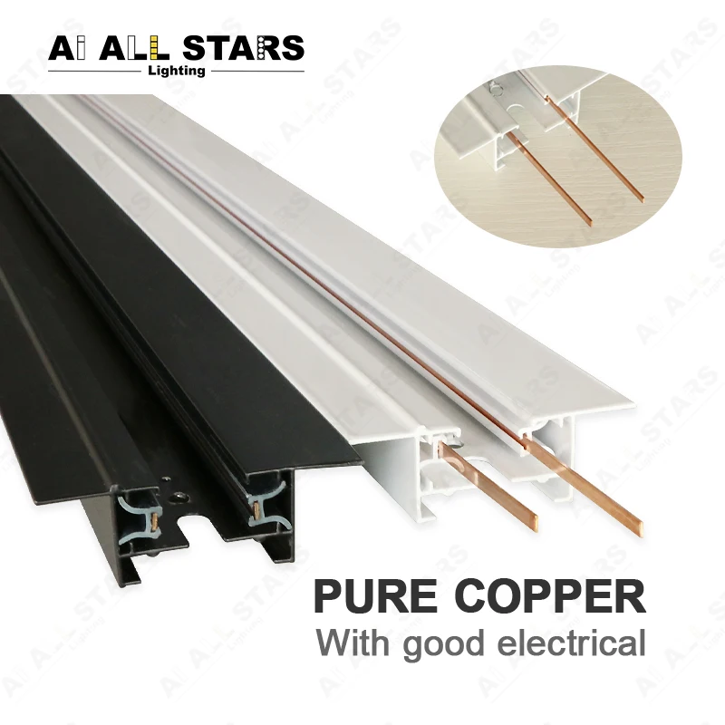 Aluminum Recessed Ceiling Mount 1 Circuits 2 Wires Linear LED Track Light Rail System Black White Track Light Rail
