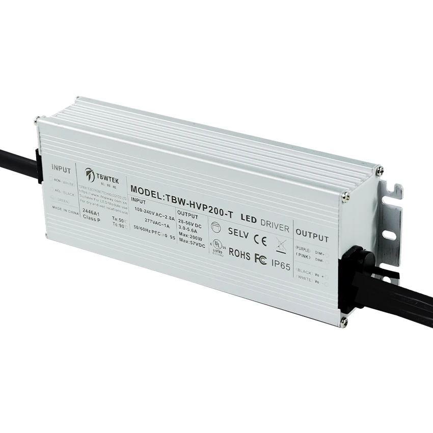 5 Years Warranty UL CE LED Transformer AC 100-277V To DC 28-56V 55-90V 100-150V 150-220V LED Lighting Driver 200W For LED Strip