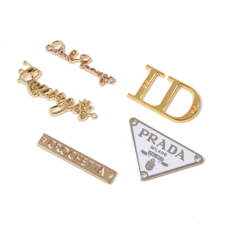 Wholesale Custom Engraved Brand Letters Name Round Garment Accessories Metal Logo Labels Tag for Clothing