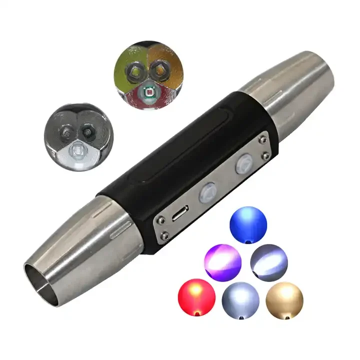 USB C White Yellow Blue Red UV 6 Light Flashlight For Gem Amber Jade Identification 365nm 395nm LED Torch 6 IN 1 LCD Display