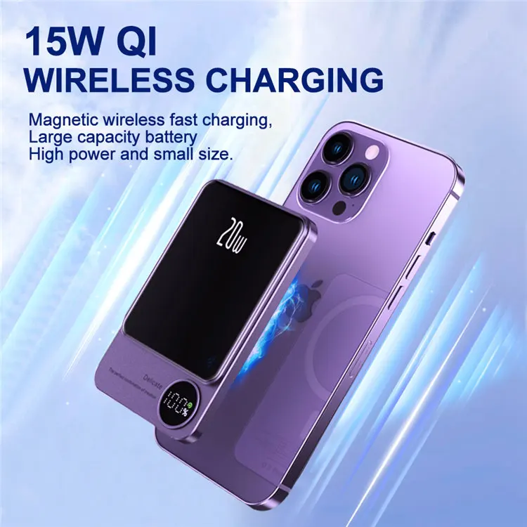 Hot Sale PD 20W Fast Charging Magnetic Wireless Powerbank With Portable Slim Charger Qi 15W Wireless Power Bank Supplier ODM