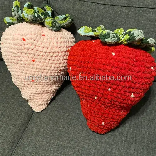 Cute crochet pillow cover strawberry  super Soft  hugging pillow  fruit