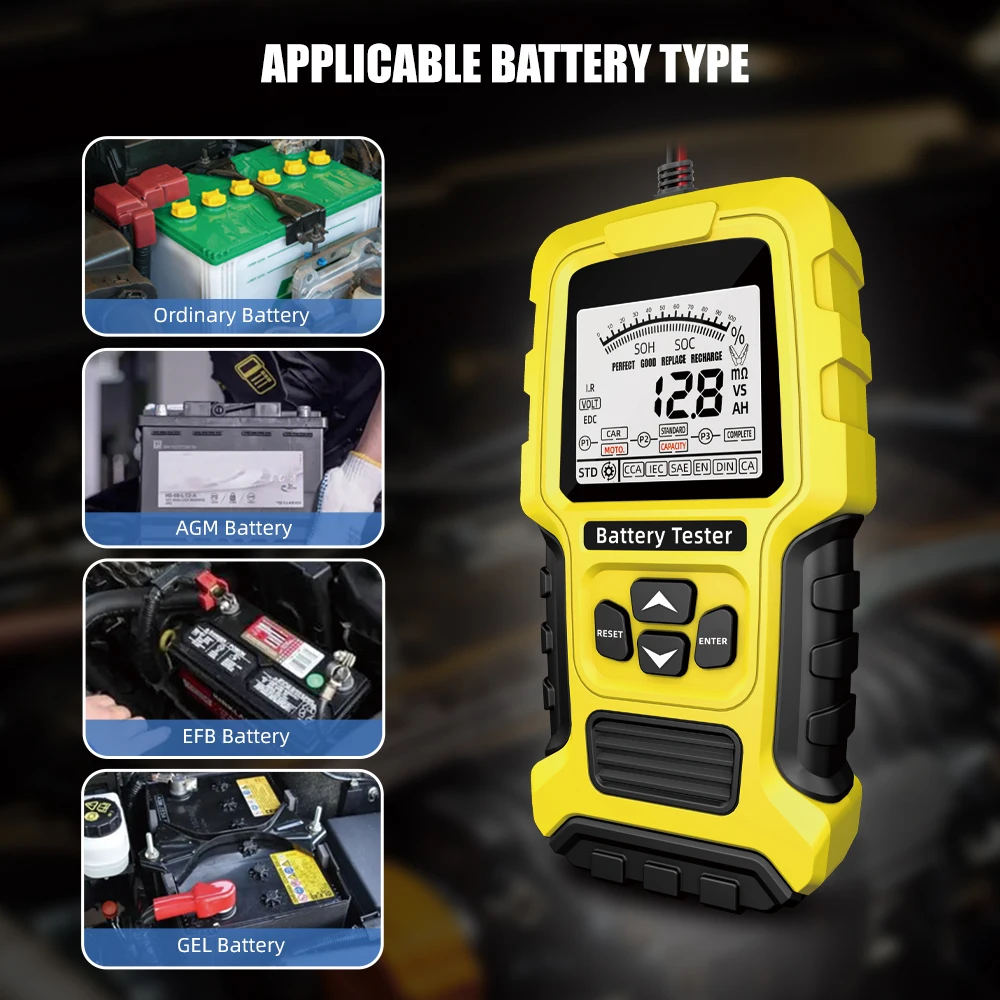 2024 New LCD Display Lead Acid Battery detector 12V 24V Battery Analyzer for Car Truck Motorcycle SUV Portable Battery Tester