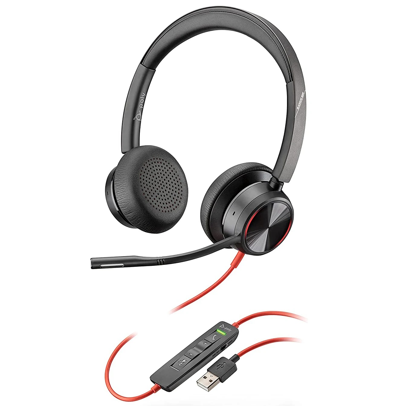 Рабочая одежда из полиэстера и Blackwire 8225 Проводная гарнитура PN:214406-01 (Plantronics) -(два динамика (стерео) Компьютерная гарнитура-USB-A