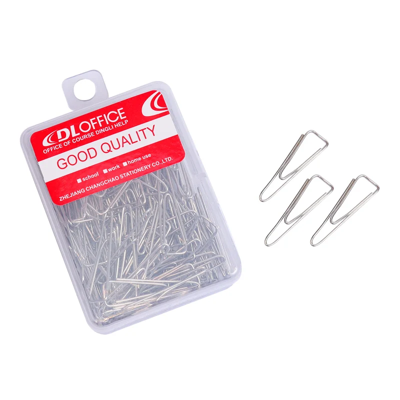 Лидер продаж, Офисная переплетная канцелярия, 30 мм, треугольные Зажимы для бумаги, 100 шт., пластиковая коробка, металлические зажимы для бумаги
