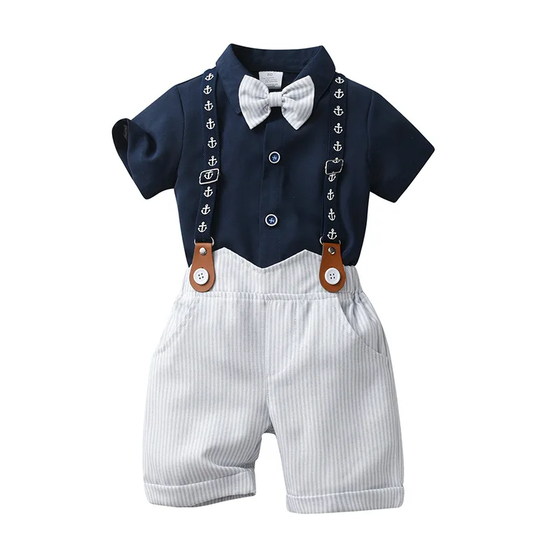 8031Summer Cotton Baby Boy Birthday Suit Baby Party Dress Clothes Boys 1 Year Old Wear Outfit 1 to 5 Years Kids Clothes Set Boy