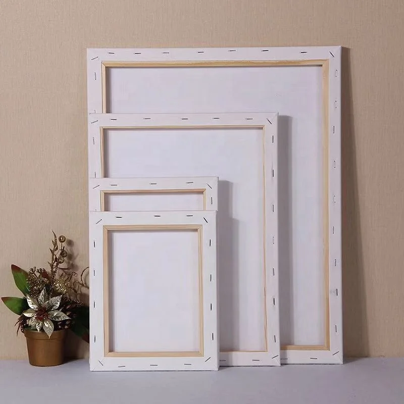 40*40 cm 16' x 16' blank stretched canvas 100% pure cotton wrapped art canvases for acrylic and watercolor painting