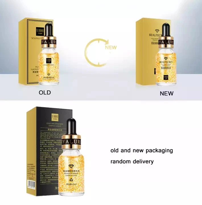 Private Label SENANA Hyaluronic acid Moisturizing face essence Nicotinamide Anti Aging 24k Gold Serum