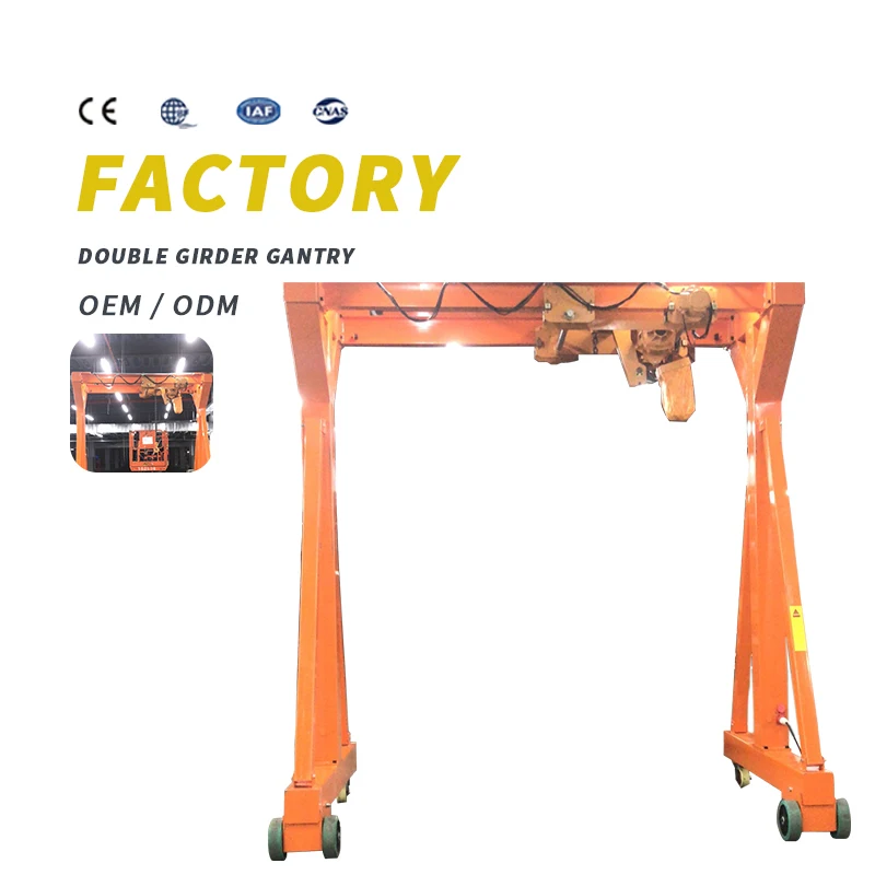 5 ton double beam gantry crane Mobile steering trackless gantry crane Electric low headroom trolley hoist mast
