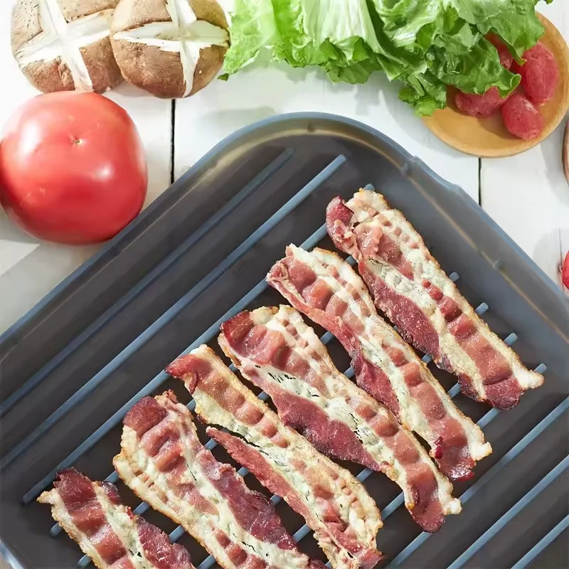 Silicone Bacon Baking Pans Microwave Cooking Tray Cooker Grill Plate Baking Oven Trays for Snacks Pizza