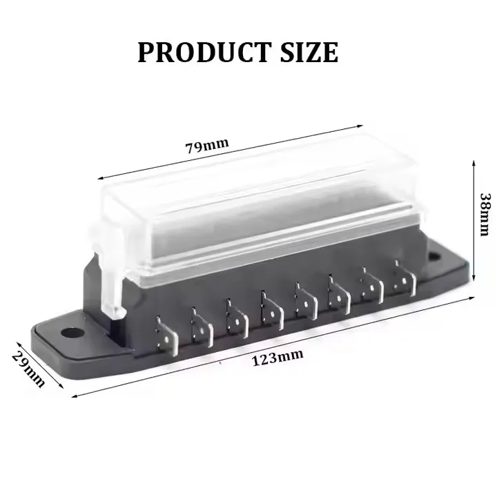 Waterproof 12V 8 Way Standard Circuit Car Fuse Box DC Electrical RV Auto Blade Fuse Block with Cover