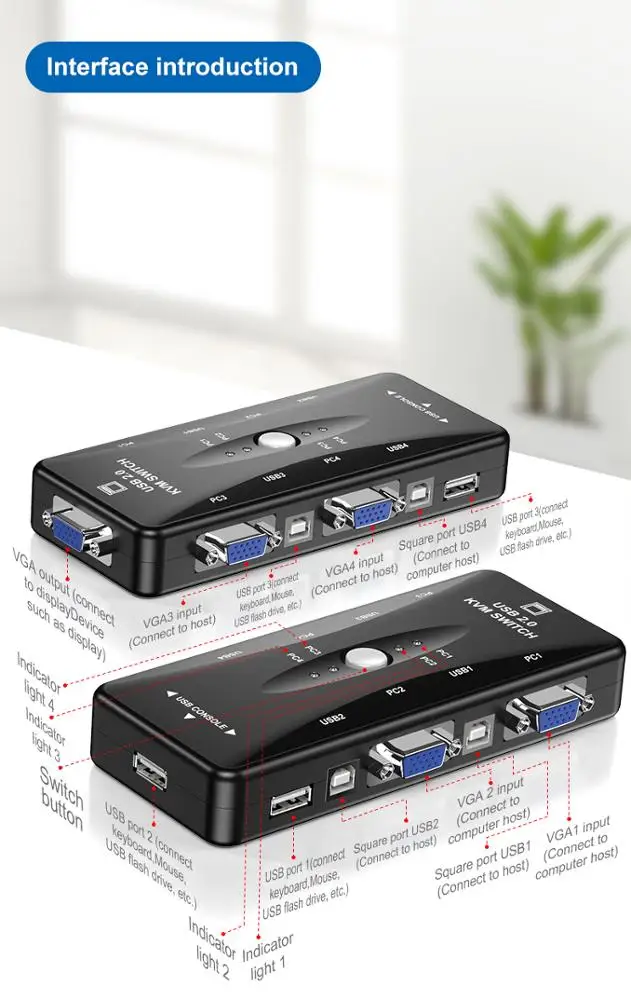 Распродажа, Новое поступление, 4-портовый USB-разветвитель VGA KVM, 4-в-1, адаптер F 1, монитор, мышь, клавиатура на 4 ПК