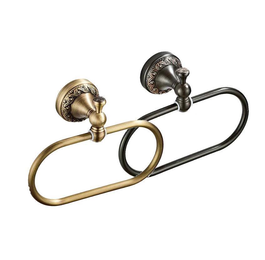Oil rubbed bronze antique towel rack hanging ring wall mounted round towel bar brass bathroom towel ring