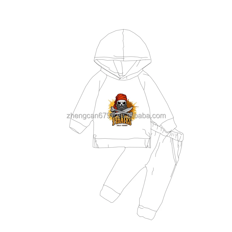 Hooded Track Suit For Boys Pirate Print Autumn New Hatted Pullover Long-Sleeved Sweater Wholesale Kids Sweater