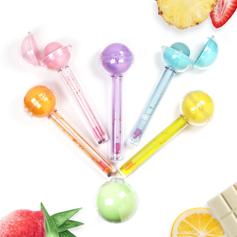 High quality shimmer private label lollipop lip gloss vendor custom your own logo fruity glossy makeup cute vegan lip gloss