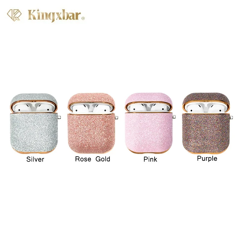 
New Arrival 2021 Bling Custom Case For Airpod Case Luxury customized Cover For Airpods 1 2 Casesn Leather Sparkle Cases Caso 