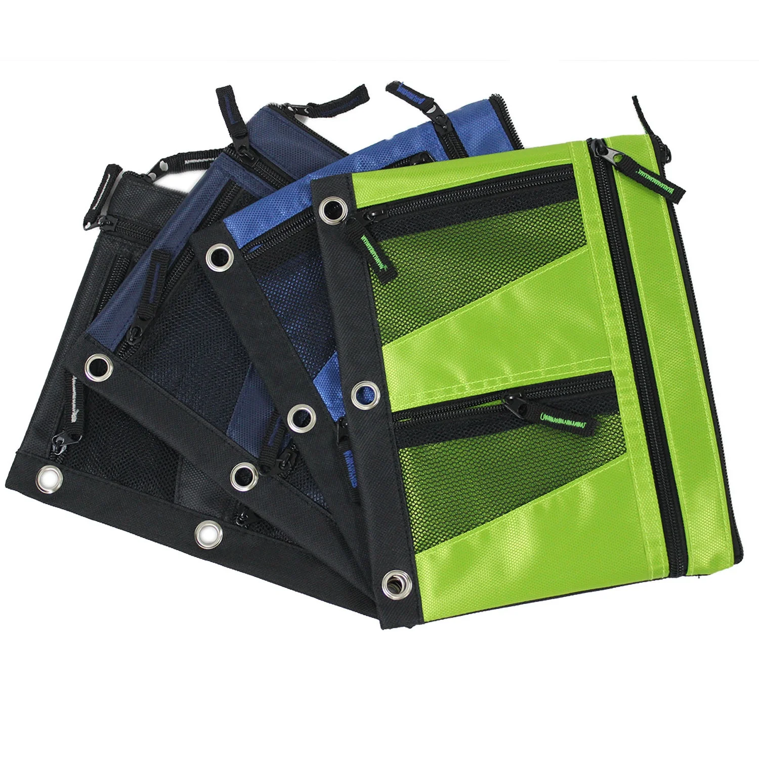 EZpackway Customized Foldable 600D Polyester Pencil Bag Brief  3 Rings Binder Pencil Pouch