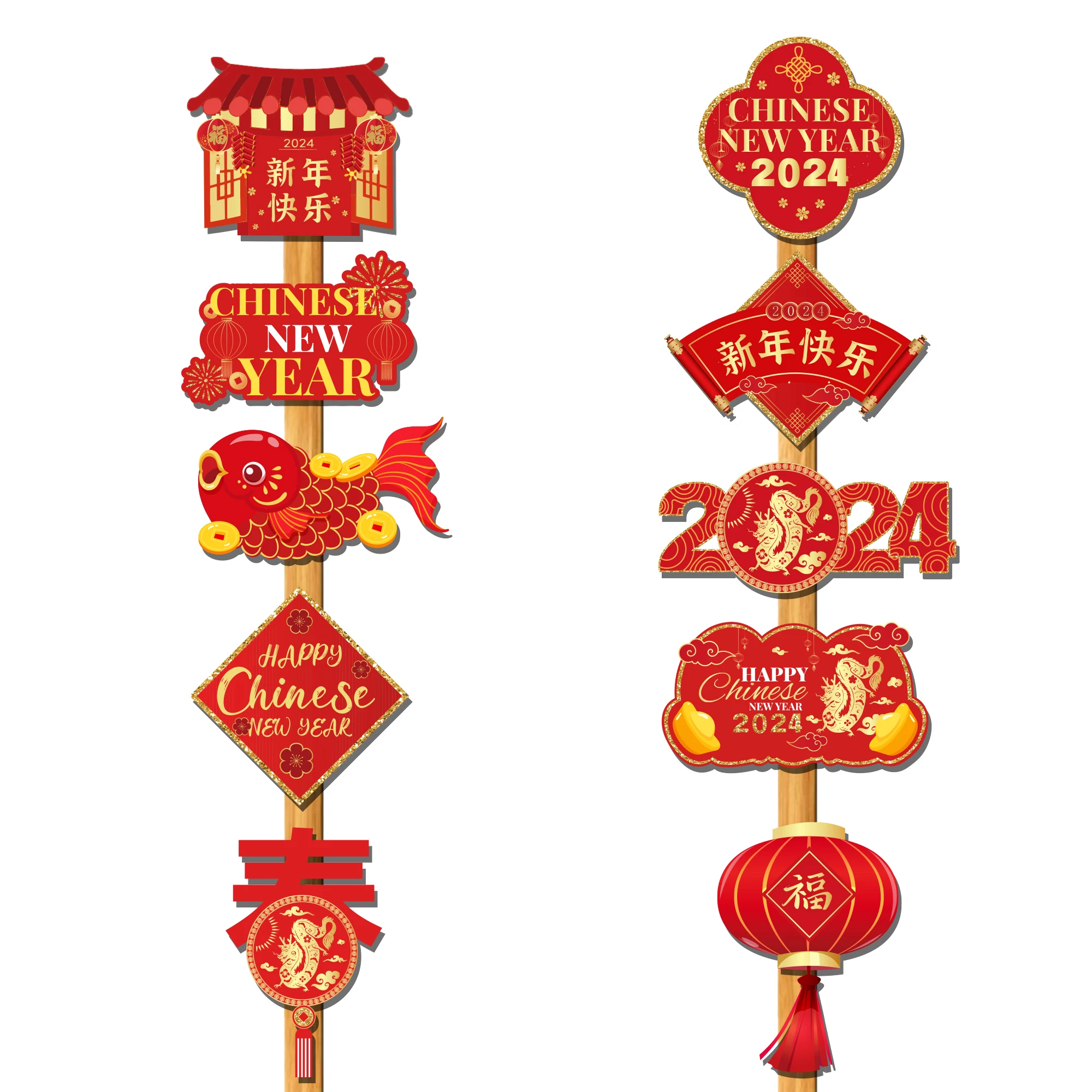 TT033 Chinese New Year Indoor Outdoor Sign Door Banner for 2024 Dragon Year Spring Festival Party
