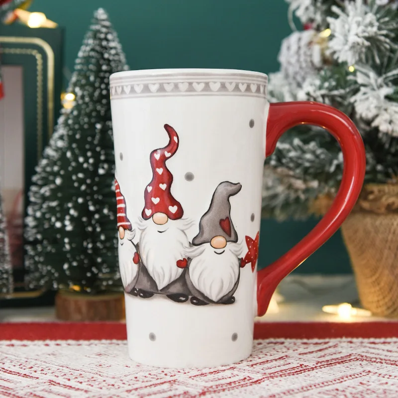 Nordic style creative embossed Tata cup Christmas ceramic mug household office milk coffee cup