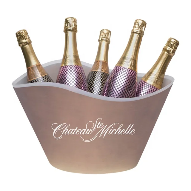 High quality KTV Bar party oval shape Led luxury flashing wine vodka whiskey champagne buckets acrylic plastic ice bucket