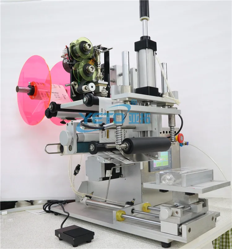 Factory price desktop semi automatic square flat bottle sticker labeling machine with date coding printer