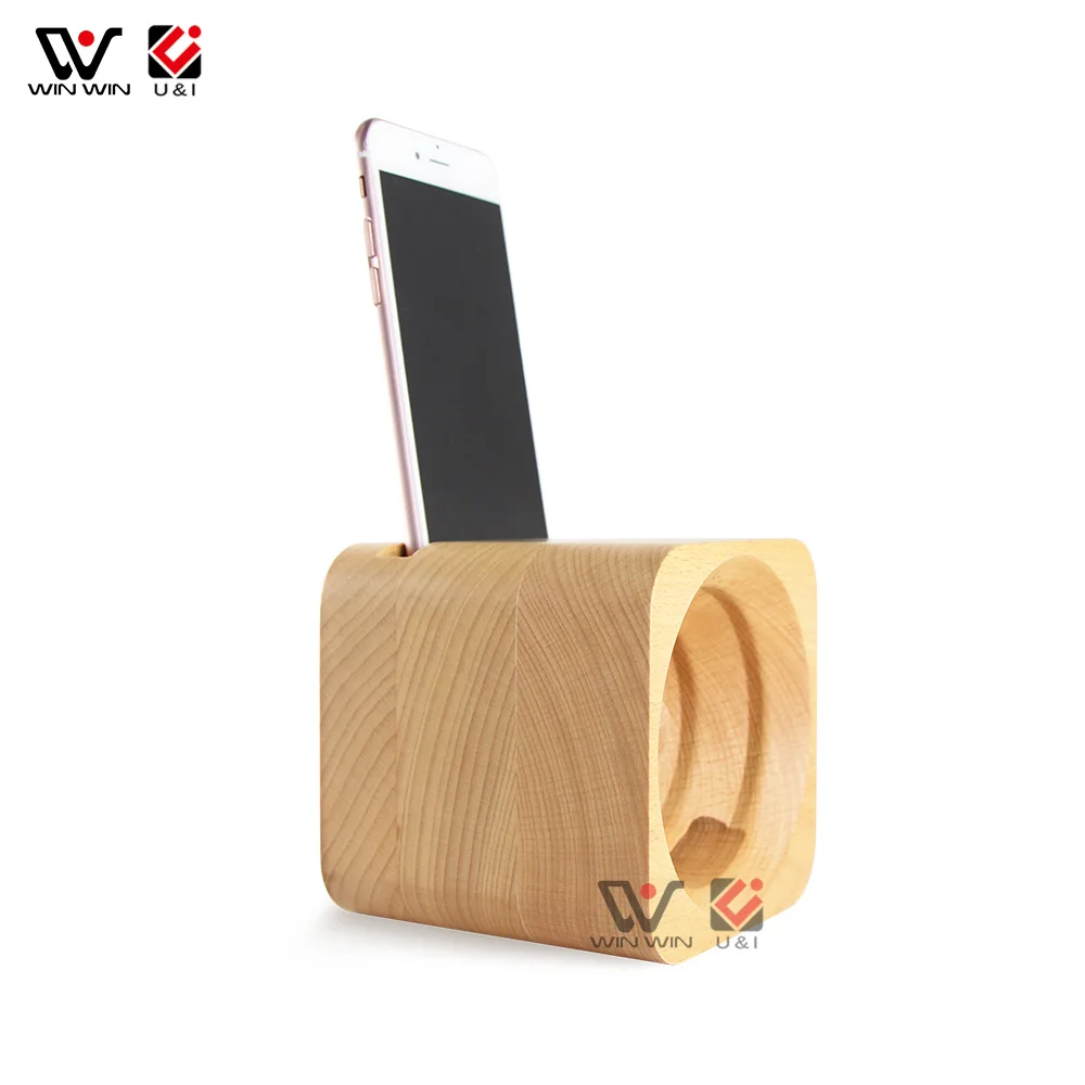 New Design Portable Eco Friendly Maple Cherry Cellphone Wooden Phone Speaker