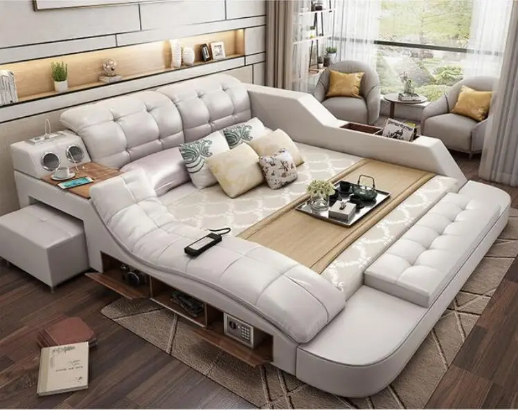 Double bed hotel kids beds for girls bedroom with luxury beds upholstery tufted furniture white velvet wooden bedding set double