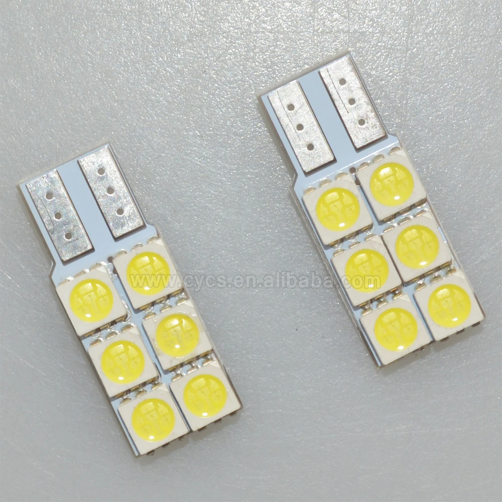 Super bright white Non-polar 194 186 W5W T10 6SMD 5050 canbus LED auto car light bulbs