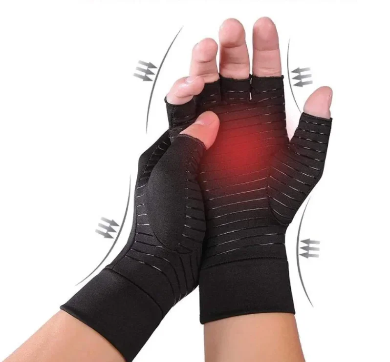 Men & Women Fingerless Sports Rheumatoid Therapy Pain Relief Copper Infused Compression Arthritis Hand Gloves For Arthritis