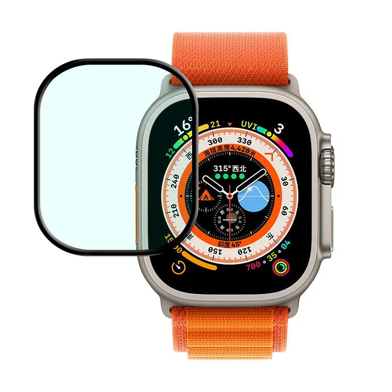 Tempered Glass Screen Protector for Apple Watch Ultra 49mm Full Screen Coverage Anti-Scratch HD Film for iWatch Ultra