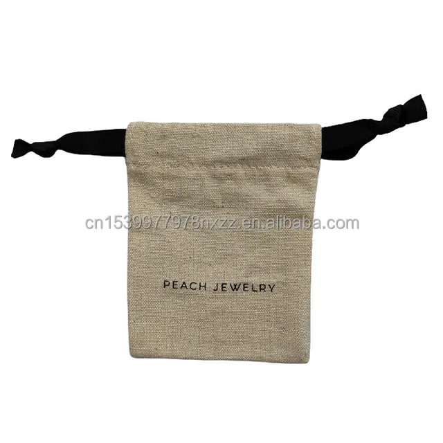 Recycled Shaanxi Cotton Packing Cotton Bags Jewelry Watch Accessories Linen Drawstring Pouch With Custom Logo Printed