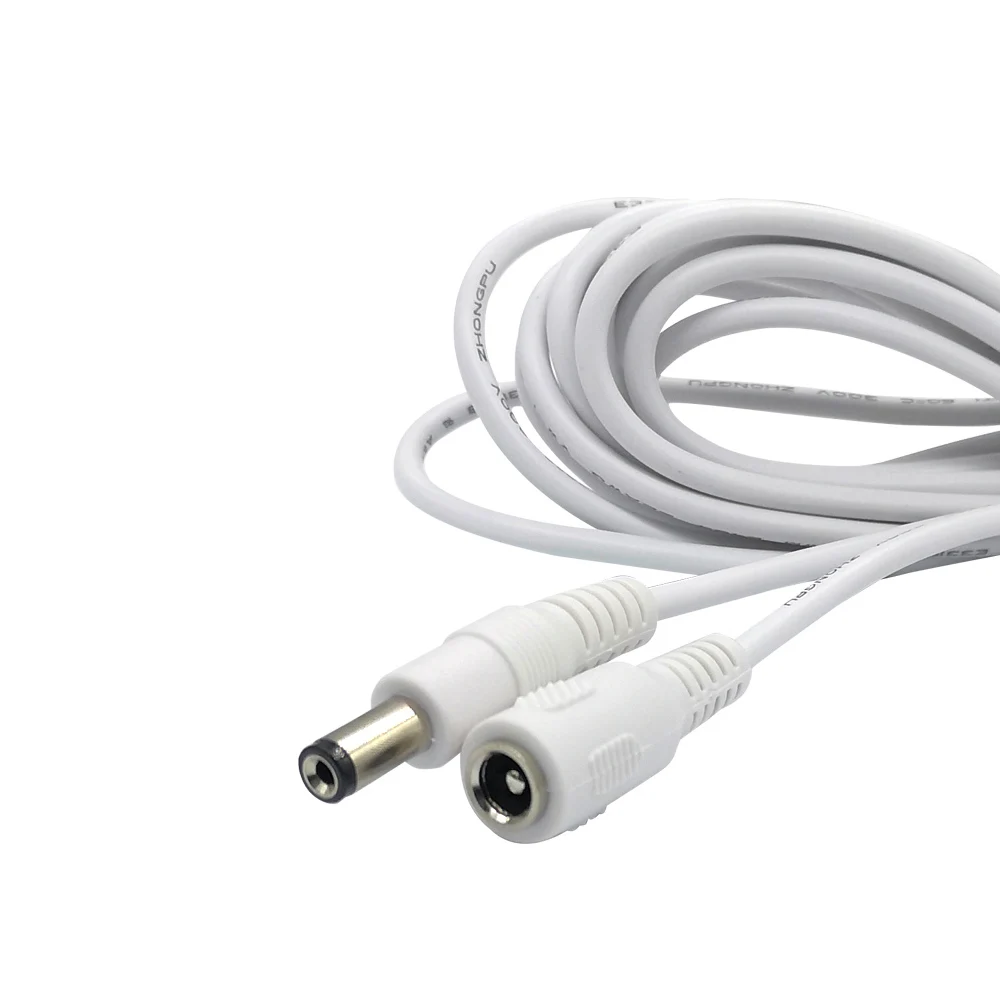  12V DC Extension Cable 5521 Power Supply Adapter Flat Extender Cord Female to Male Wire for CCTV Security Camera IP