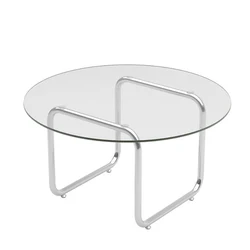 Nordic small round table light luxury sofa living room side table sliver stainless steel round tempered glass coffee table