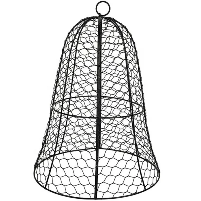 Garden Chicken Wire Cloche 16x 13 Inches Strong Metal Black Dome Plant Protector Cover Protecting Plants and Seedling