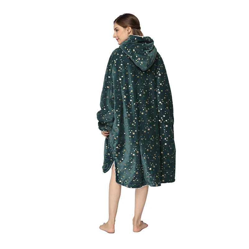 Wholesale   hooded wearable blanket  flannel sherpa  customize oversize  Hoodie sweatshirt
