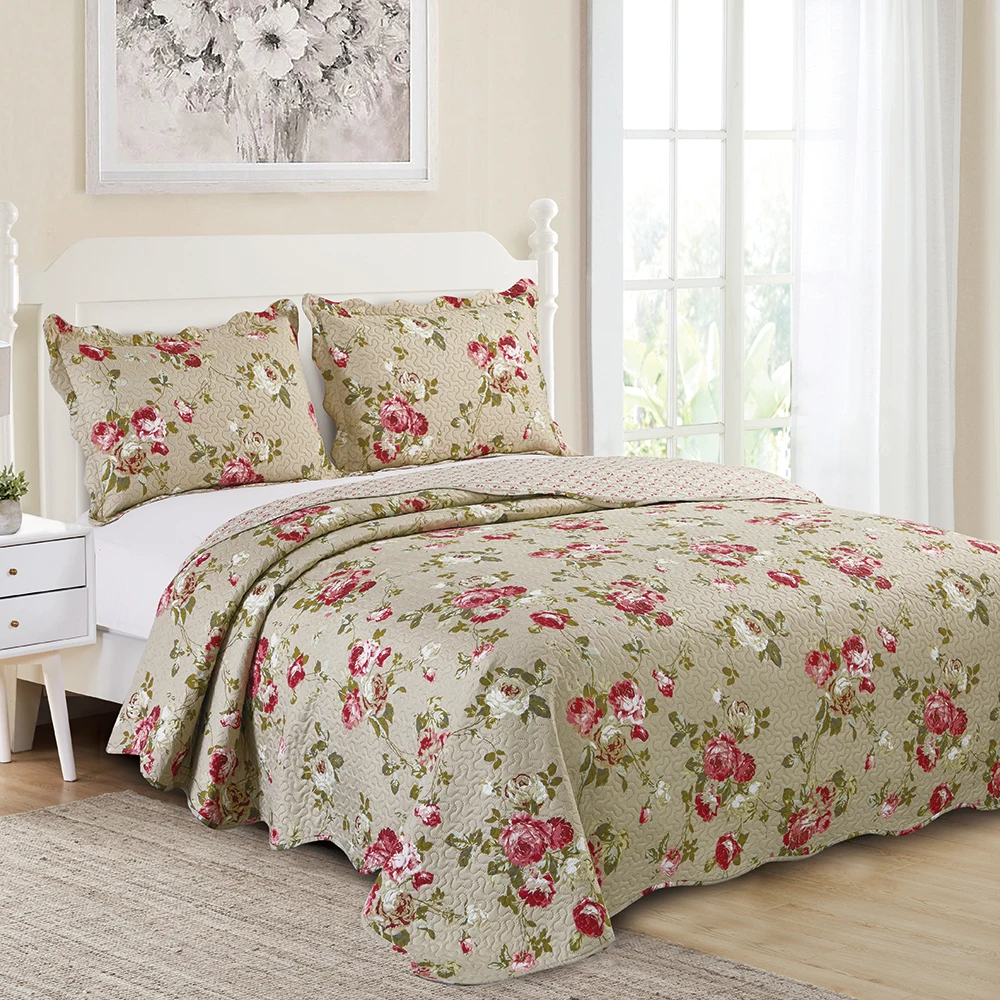 Home textiles vintage floral bedspreads set luxury printed customize coverlets quilt