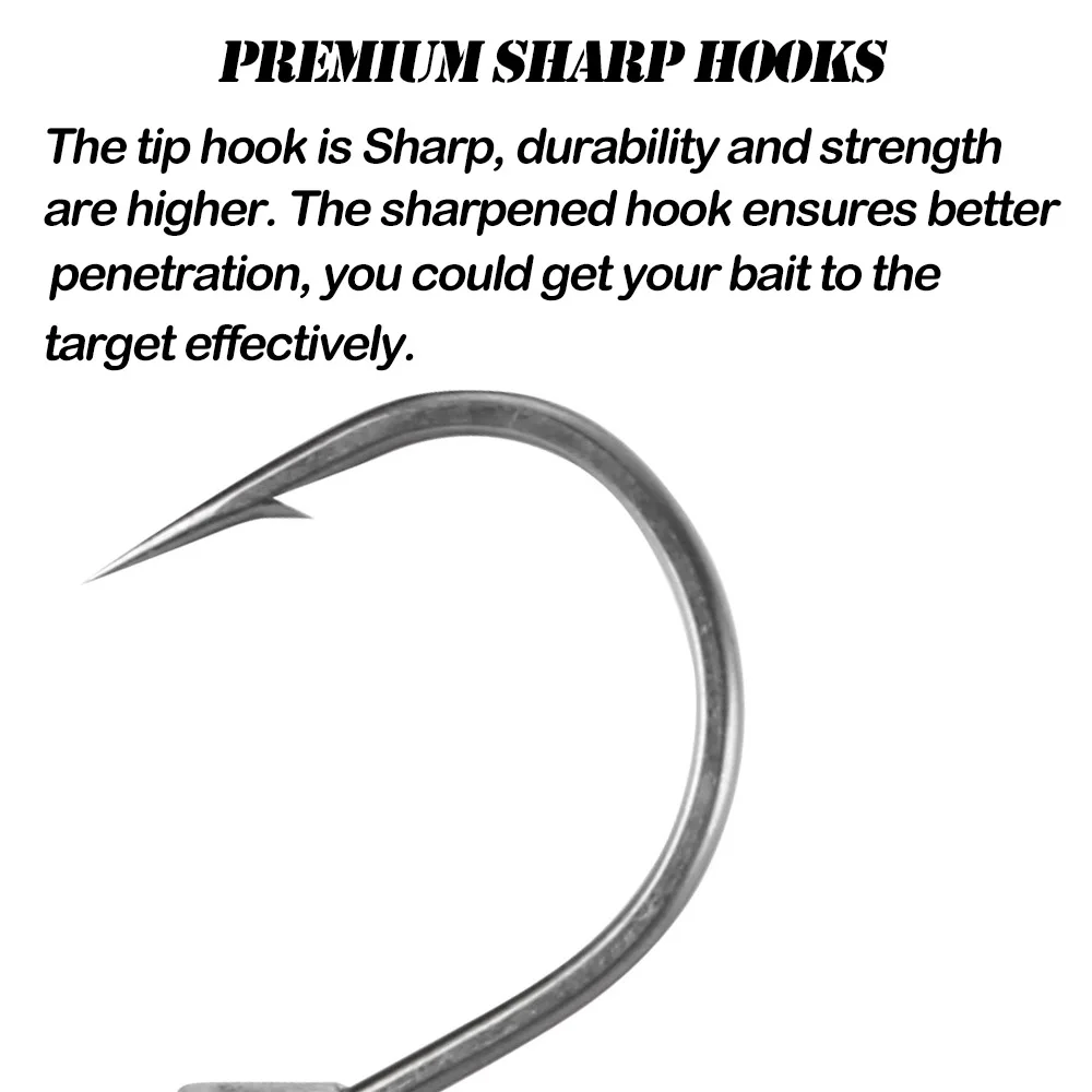 JOHNCOO 50pcs/pack Bullet Jig Hooks Mustad Big Fishing Jig Head 7g - 13g for Crankbait Lure Jigging Hook