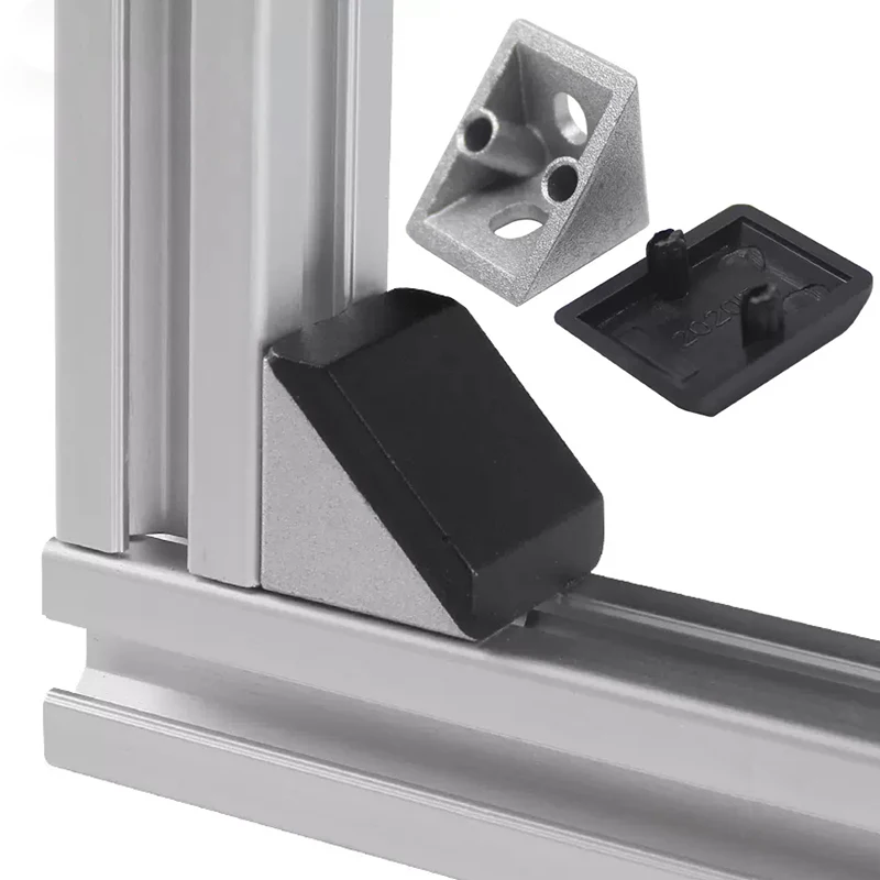 Factory Wholesale Aluminum alloy Die casting Corner Brackets 4040 angle connectors with end caps cover for aluminum profile